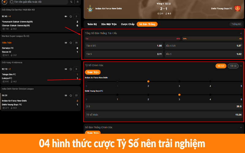 04 hình thức cược Tỷ Số nên trải nghiệm 04 hình thức cược Tỷ Số nên trải nghiệm