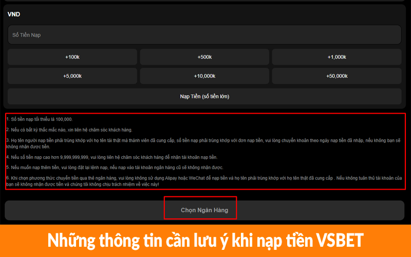 Những thông tin cần lưu ý khi nạp tiền VSBET Những thông tin cần lưu ý khi nạp tiền VSBET